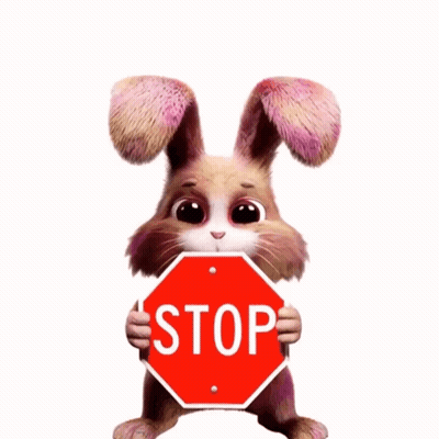 Rabbit Holding Stop Sign GIF