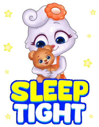 Rabbit Holding Teddy Bear Sleep Tight Sticker