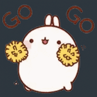 Rabbit Holding Two Cheerleader Pom Poms GIF