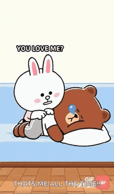 Rabbit Hugging Teddy Bear Saying You Love Me GIF