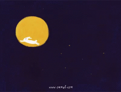 Rabbit Jumping Over Full Moon Www.ormal.com GIF