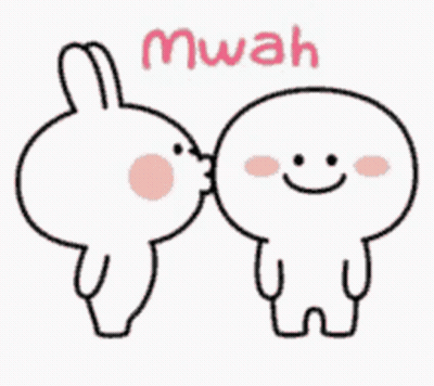 Rabbit Kissing Another Rabbit Saying Mwah GIF