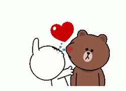 Rabbit Kissing Bear Funny Love GIF