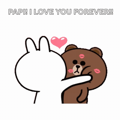 Rabbit Kissing Brown Bear Papi I Love You Forever GIF