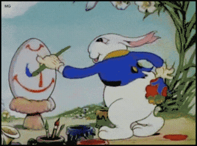 Rabbit Painting Egg With Face GIF
