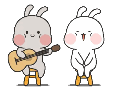 Rabbit Playing Guitar And Sitting Sticker