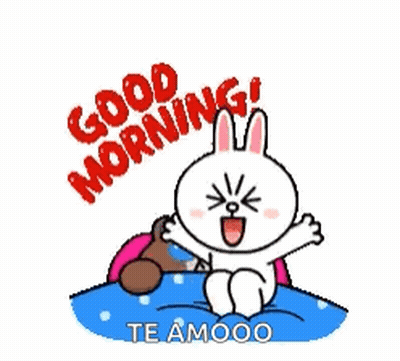 Rabbit Saying Good Morning Next To Teddy Bear GIF