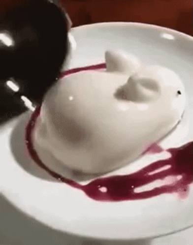 Rabbit-Shaped White Dessert GIF