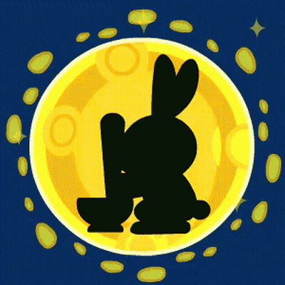 Rabbit Silhouette In Front Of Yellow Circle GIF