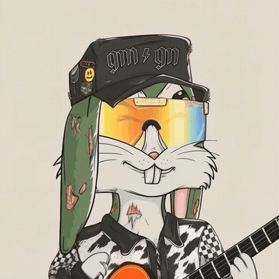 Rabbit Wearing Sunglasses And Hat Saying Gm & Gm GIF