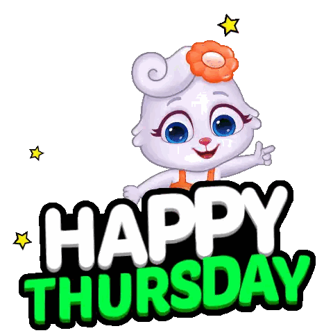 Rabbit With Flower Saying Happy Thursday Sticker