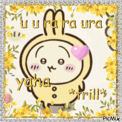 Rabbit With Flowers Saying U U Ra Ura GIF