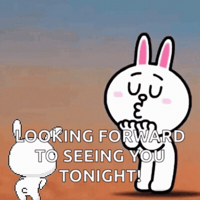 Rabbit With Heart Eyes Saying Looking Forward To Seeing You Tonight GIF