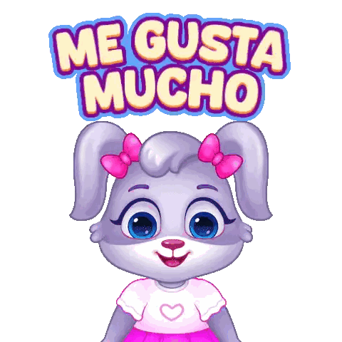Rabbit With Hearts And Me Gusta Mucho Text Sticker