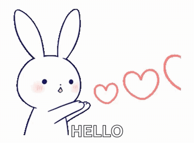 Rabbit With Hearts Saying Hello GIF