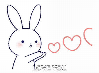 Rabbit With Hearts Saying Love You GIF