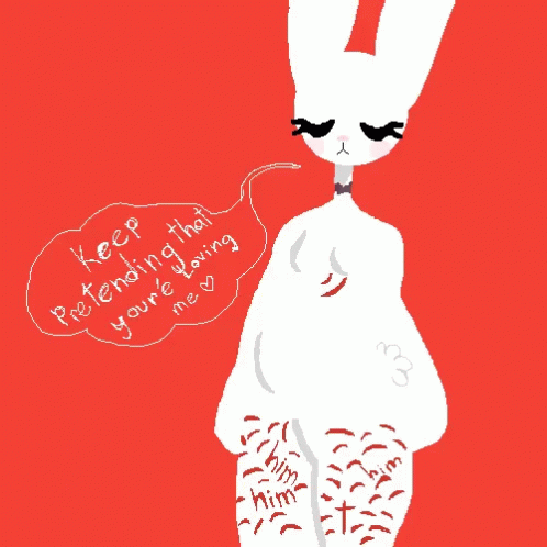 Rabbit With Keep Pretending Speech Bubble GIF