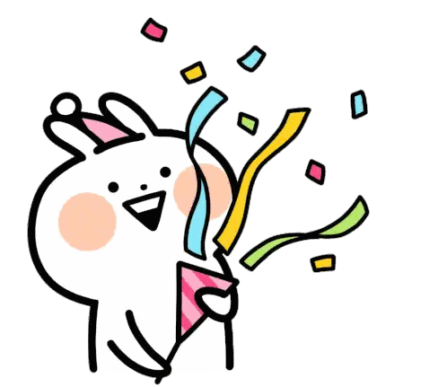 Rabbit With Party Hat Holding Confetti Cannon Sticker