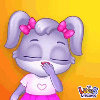 Rabbit With Pink Bow Saying Lucas & Friends GIF