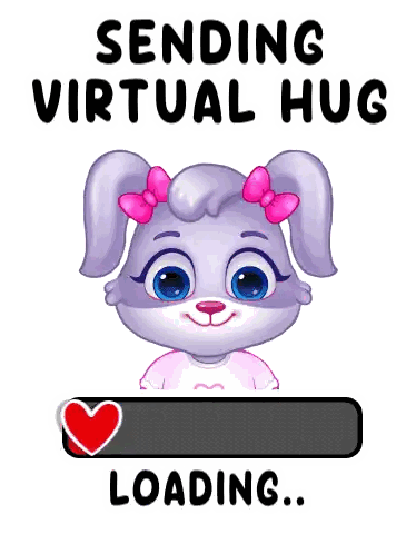 Rabbit With Sending Virtual Hug Loading Sticker