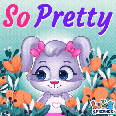 Rabbit With So Pretty Text GIF