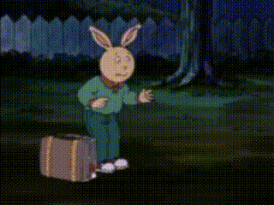 Rabbit With Suitcase And Fence GIF