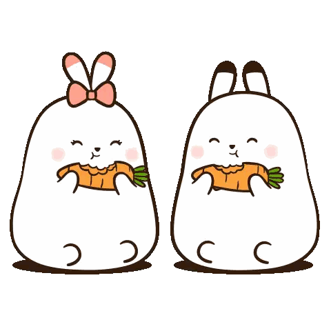Rabbits Eating Carrots With Bow Sticker