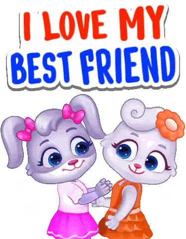 Rabbits Holding Hands I Love My Best Friend Sticker