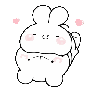 Rabbits Hugging With Pink Hearts Sticker