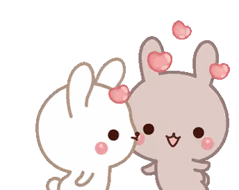 Rabbits Kissing In Front Of Heart Sticker
