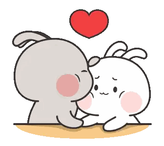 Rabbits Kissing Under Red Heart Sticker