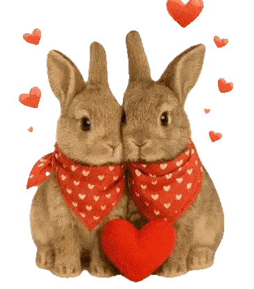 Rabbits Kissing With Heart Sticker