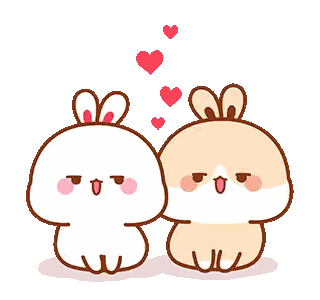 Rabbits With Hearts Coming Out Sticker