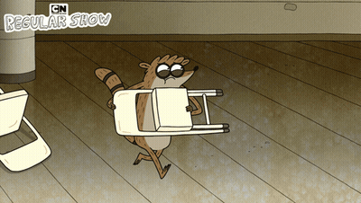 Raccoon Carrying Chair Regular Show GIF