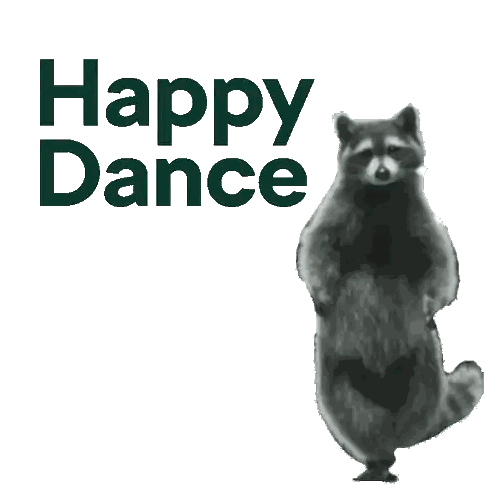 Raccoon Dancing In Front Of Happy Sign Sticker