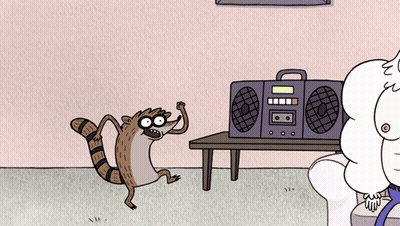 Raccoon Dancing In Front Of Radio GIF