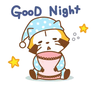 Raccoon Holding Pillow Saying Good Night Sticker