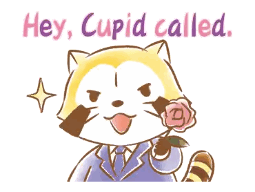 Raccoon Holding Rose Hey Cupid Sticker