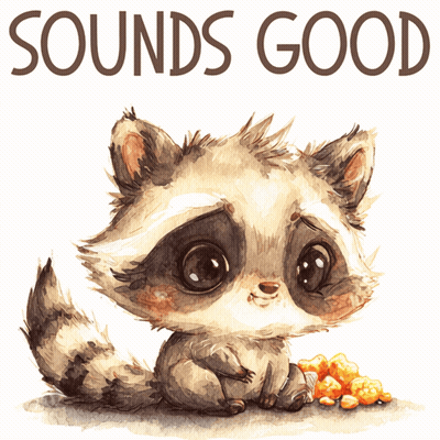 Raccoon Sitting Beside Popcorn Saying Sounds Good GIF