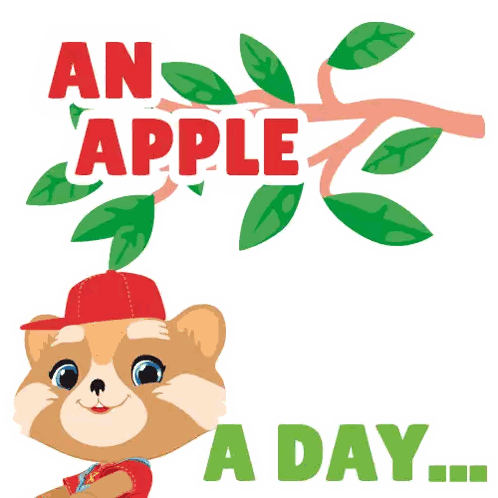 Raccoon With Apple And An Apple A Day Sticker