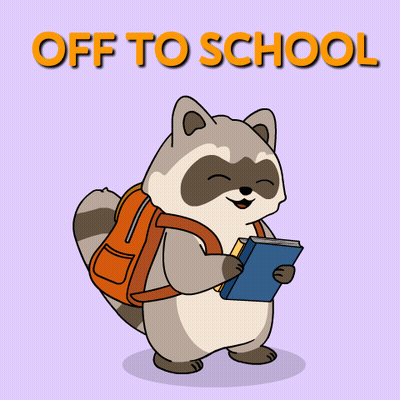 Raccoon With Backpack Holding Book Off To School GIF