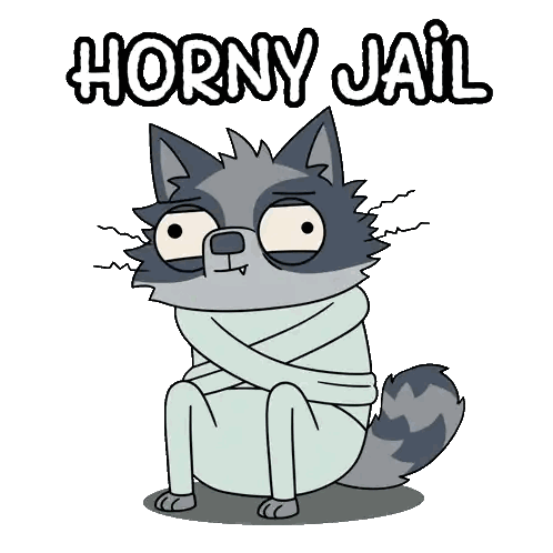 Raccoon With Horny Jail Text Sticker