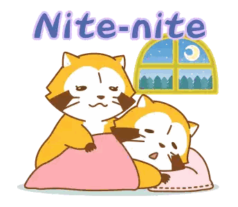 Raccoons Sleeping Under Blanket Nite-Nite Sticker