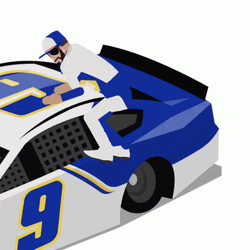 Race Car Animated Man Back Flipped GIF