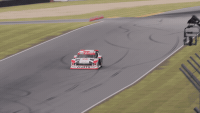 Race Car On Curve With 30 Sign GIF