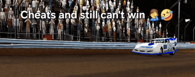 Race Car On Track Saying Cheats And Still Can't Win GIF