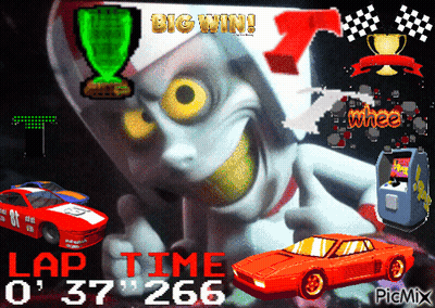 Race Car Saying Big Win GIF