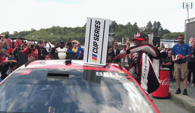 Race Car With Cup Series Sign GIF