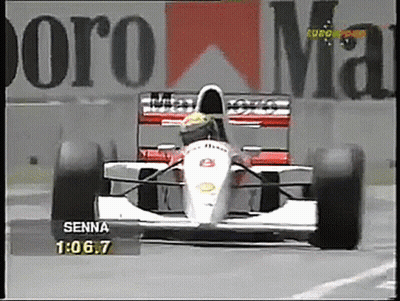 Race Car With Word Senna GIF