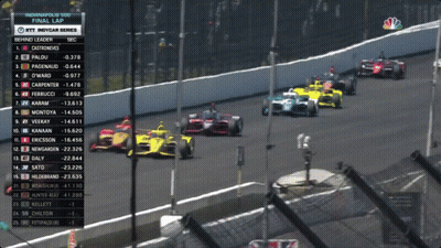 Race Cars Lined Up On Final Lap GIF